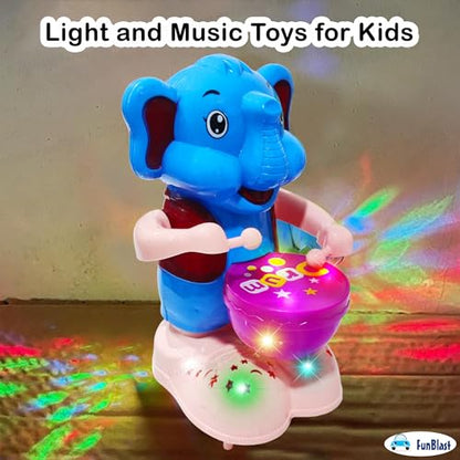 TIPTOP Elephant Drummer Toy for Kids - Swinging & Rotating Funny Musical Drum Beat Toys for Kids & Toddlers, Light and Music Toys for Babies & Toddlers ( random )