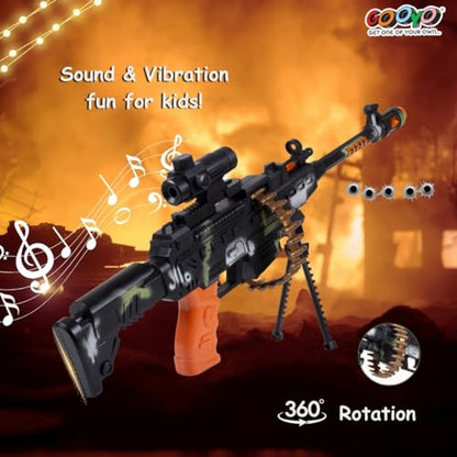 TIPTOP GY-8626 Revolving Machine Gun Toy with Stand and Carry Strap, Flashing Lights & Sound Effect
