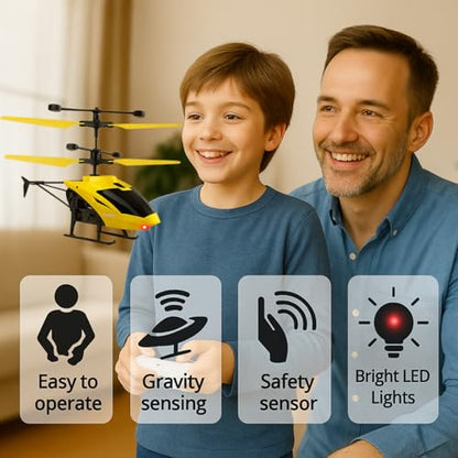 TIPTOP RC Helicopter with Hand Gravity Sensor, Flying Remote Control Helicopter Toy, Charging Helicopter with 3D Light & Safety Sensor for Kids