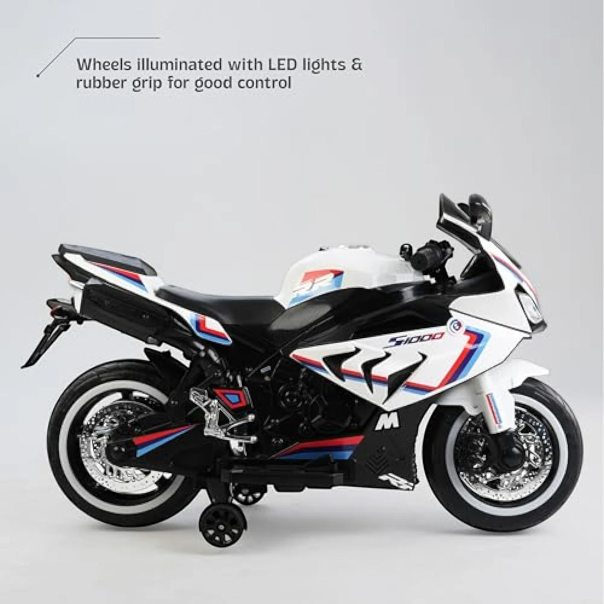 Toy House Battery Operated Ride-On Bike for Kids 3 to 8 Years - B018-White