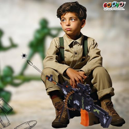 TIPTOP GY-8626 Revolving Machine Gun Toy with Stand and Carry Strap, Flashing Lights & Sound Effect
