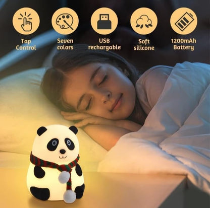 Riserstime Soft Panda Plush Night Light USB Rechargeable LED Lamp