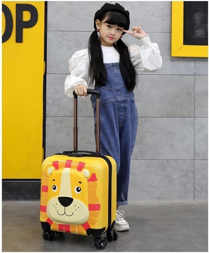 Shamax Kids' Hard Shell Animal Print Luggage: Spinner Wheels, Adjustable Handle Travel