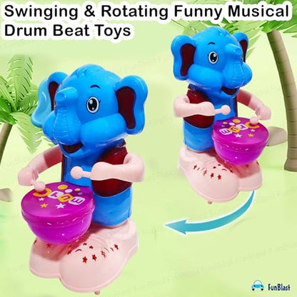 TIPTOP Elephant Drummer Toy for Kids - Swinging & Rotating Funny Musical Drum Beat Toys for Kids & Toddlers, Light and Music Toys for Babies & Toddlers ( random )