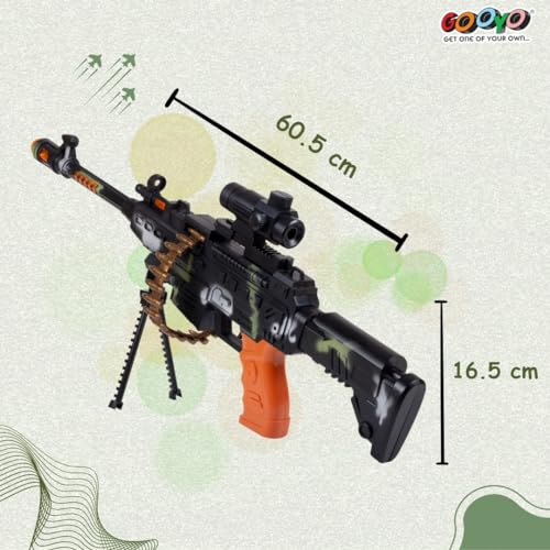 TIPTOP GY-8626 Revolving Machine Gun Toy with Stand and Carry Strap, Flashing Lights & Sound Effect