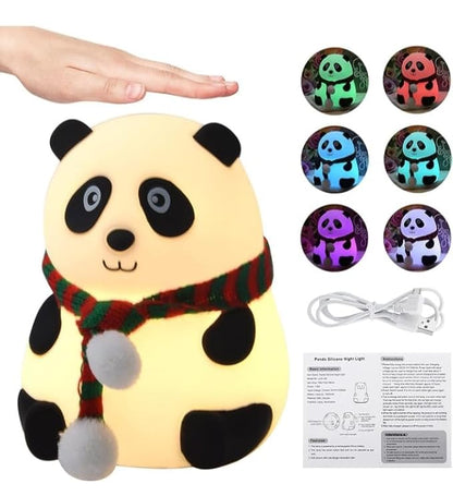 Riserstime Soft Panda Plush Night Light USB Rechargeable LED Lamp