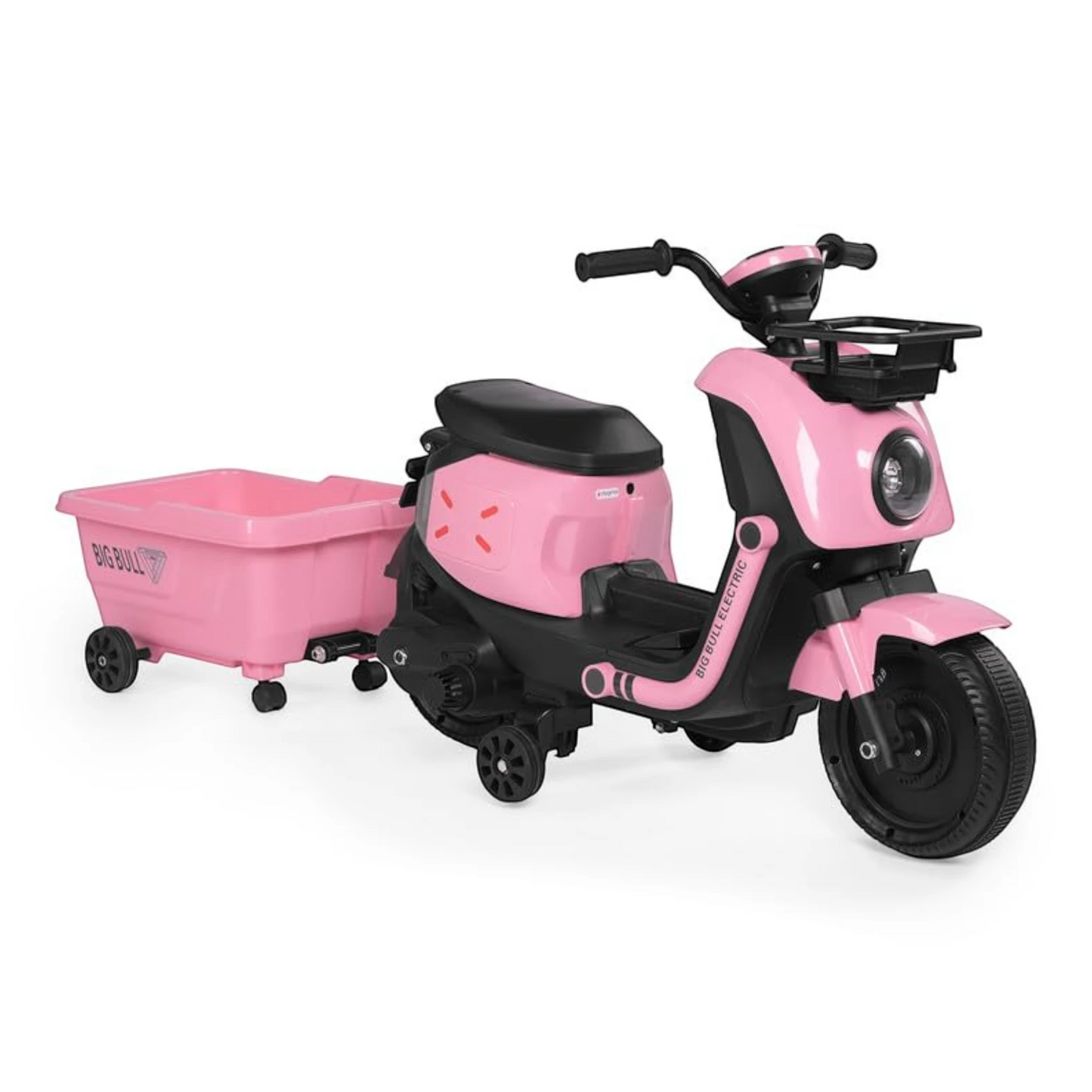 Toy House EV NIU Ride-On Scooter with Trailer for Kids EV06-Pink- Age 3+