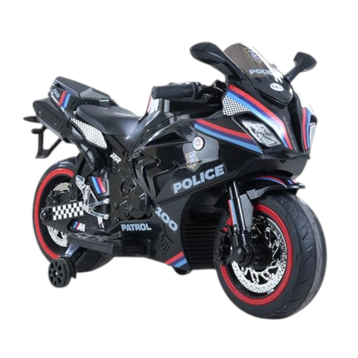 Toy House Battery Operated Ride-On Bike for Kids 3 to 8 Years - B018-Police Black
