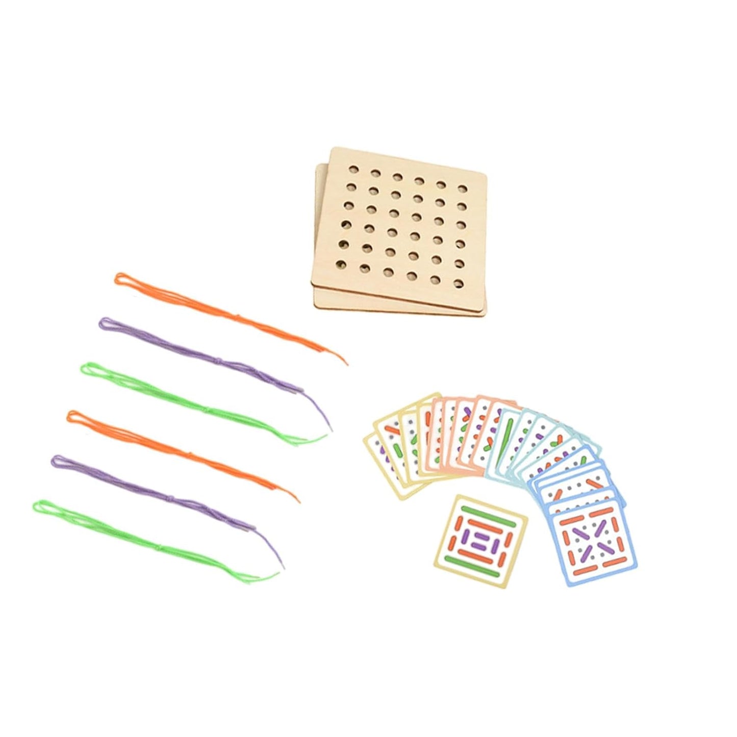 ATORSE Wooden Montessori Threading Lacing Toy for Kids, Fine Motor Skill Development