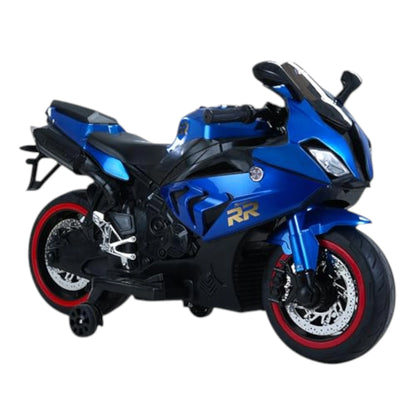 Toy House Battery Operated Ride-On Bike for Kids 3 to 8 Years - B018-Metalic Blue
