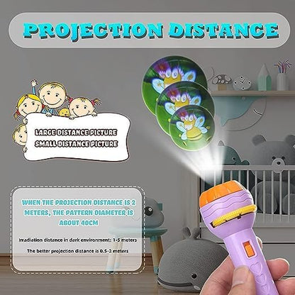 TIPTOP 3 Slides 24 Patterns Mini Projector Torch Toy Slide Flashlight Projector Torch for Kids Projection Light Toy Slide Flashlight Lamp Education Learning Night Light