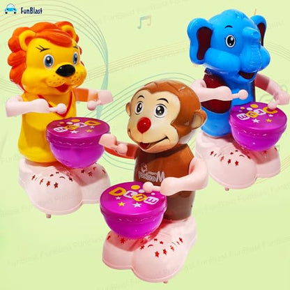 TIPTOP Elephant Drummer Toy for Kids - Swinging & Rotating Funny Musical Drum Beat Toys for Kids & Toddlers, Light and Music Toys for Babies & Toddlers ( random )