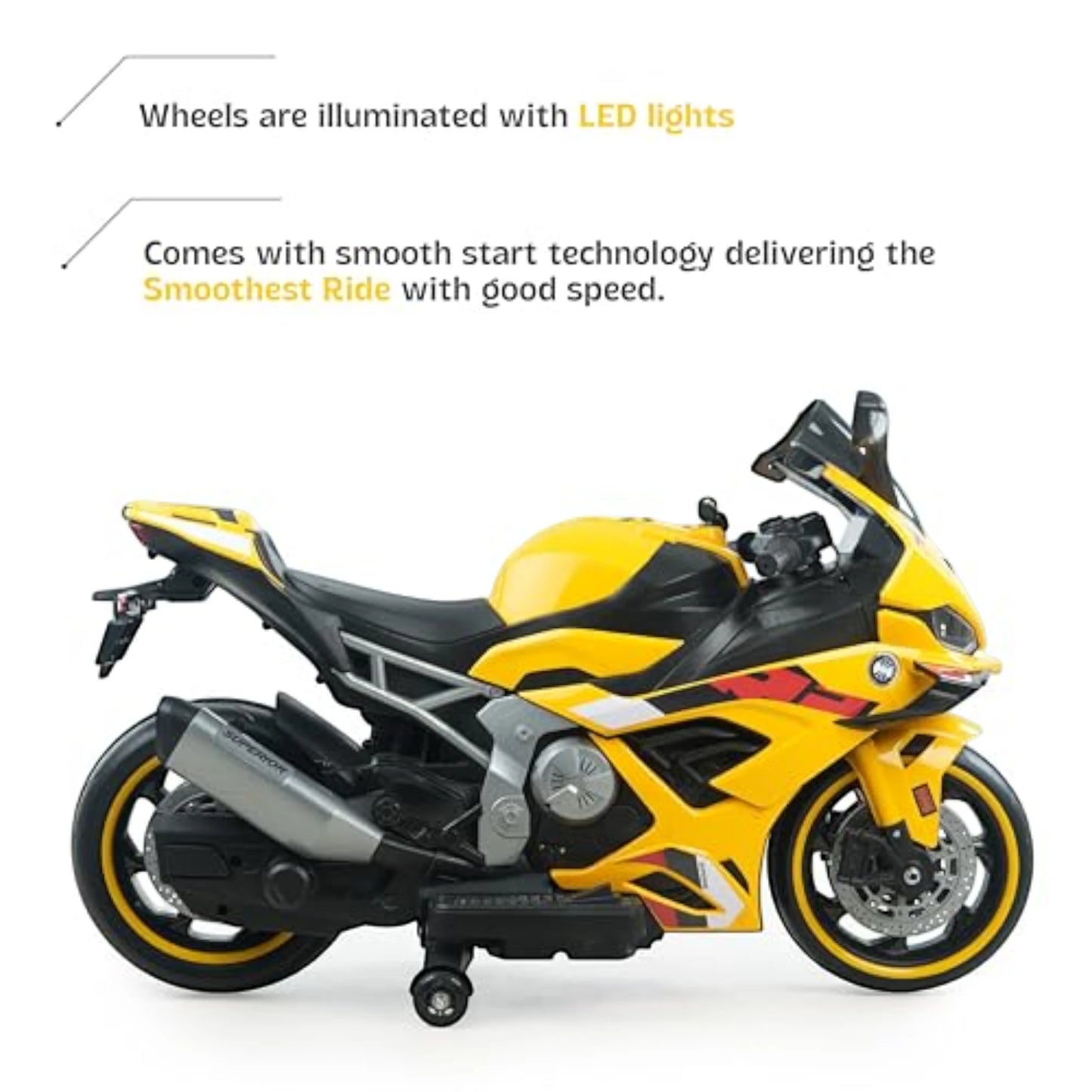 Toy House Battery Operated Ride-On Bike for Kids - B022-Yellow