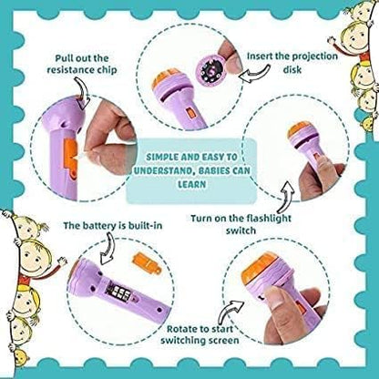 TIPTOP 3 Slides 24 Patterns Mini Projector Torch Toy Slide Flashlight Projector Torch for Kids Projection Light Toy Slide Flashlight Lamp Education Learning Night Light