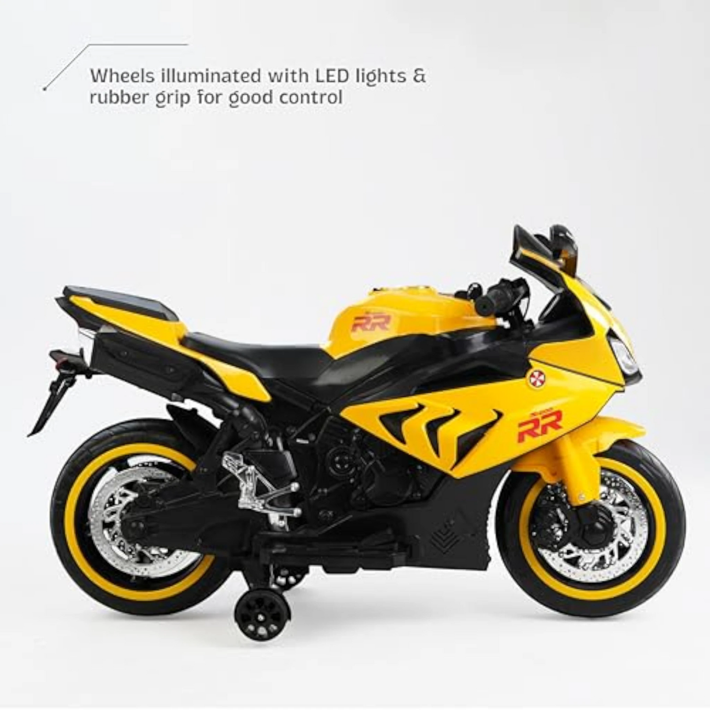 Toy House Battery Operated Ride-On Bike for Kids 3 to 8 Years - B018-Yellow