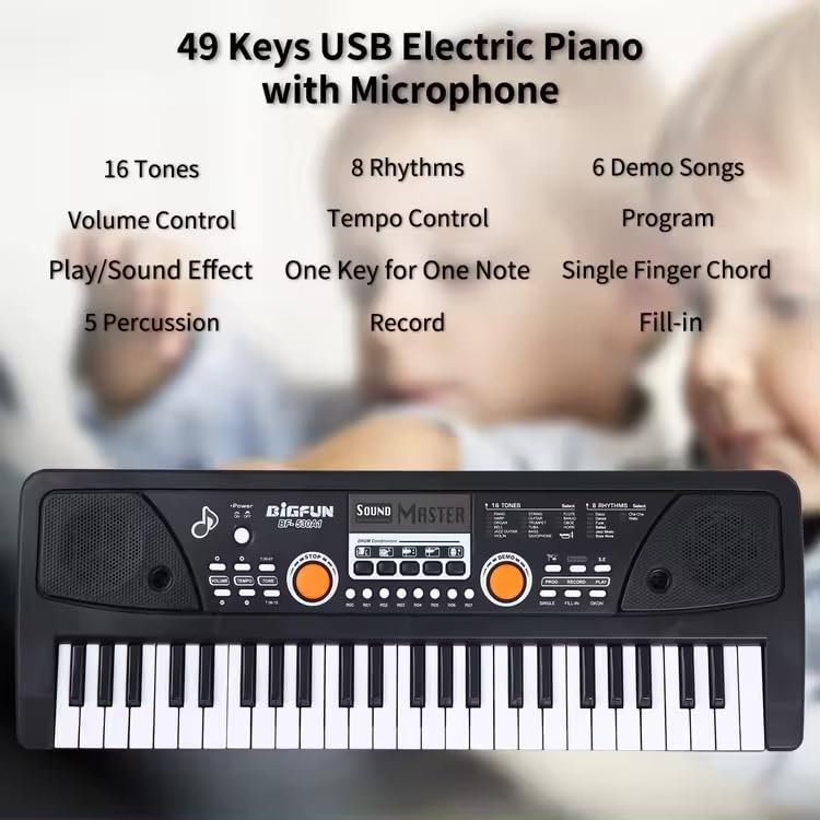 URBAN TOYS 49 Keys Piano Keyboard Electronic Organ with Microphone