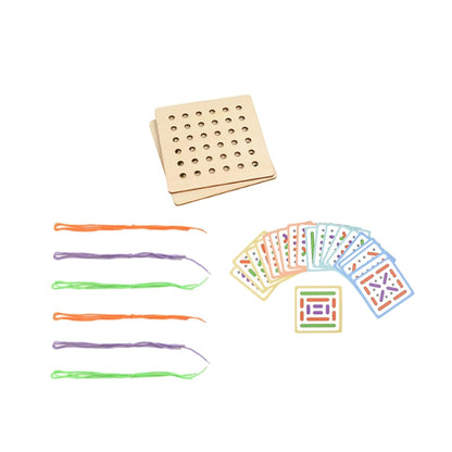 ATORSE Wooden Montessori Threading Lacing Toy for Kids, Fine Motor Skill Development