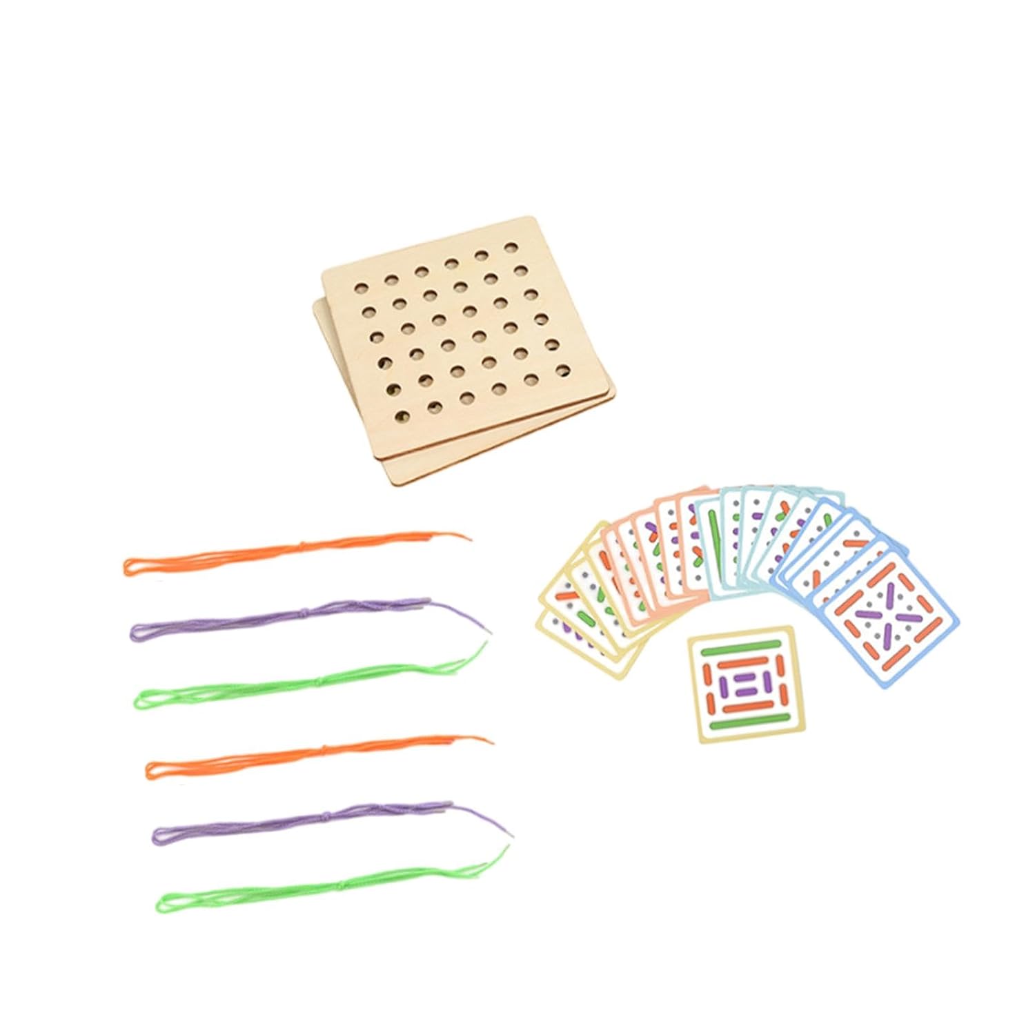 ATORSE Wooden Montessori Threading Lacing Toy for Kids, Fine Motor Skill Development