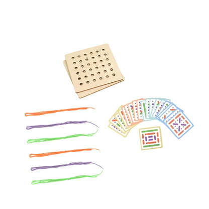 ATORSE Wooden Montessori Threading Lacing Toy for Kids, Fine Motor Skill Development