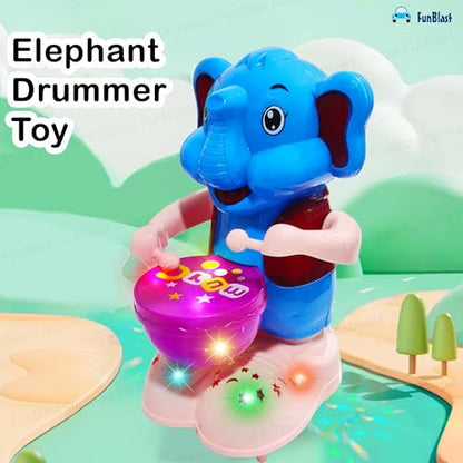 TIPTOP Elephant Drummer Toy for Kids - Swinging & Rotating Funny Musical Drum Beat Toys for Kids & Toddlers, Light and Music Toys for Babies & Toddlers ( random )