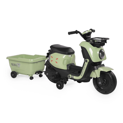 Toy House EV NIU Ride-On Scooter with Trailer for Kids EV06-Green - Age 3+