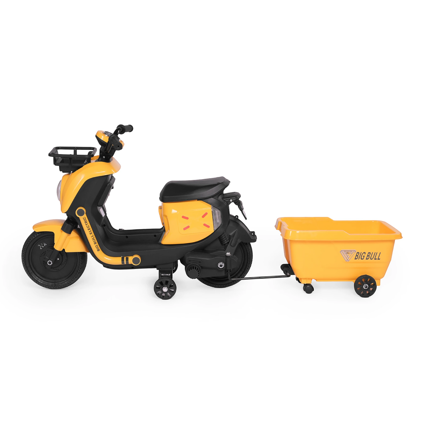 Toy House EV NIU Ride-On Scooter with Trailer for Kids EV06-Yellow - Age 3+