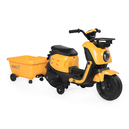 Toy House EV NIU Ride-On Scooter with Trailer for Kids EV06-Yellow - Age 3+