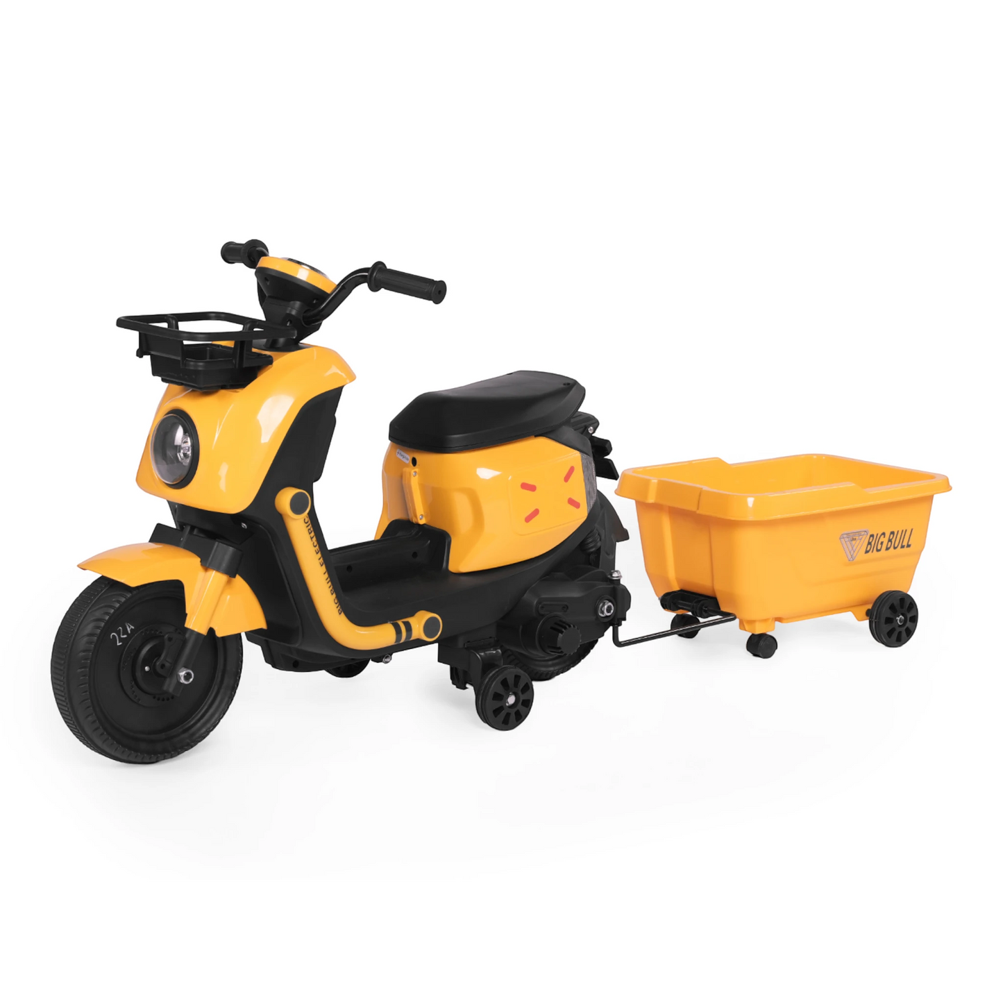 Toy House EV NIU Ride-On Scooter with Trailer for Kids EV06-Yellow - Age 3+
