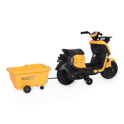 Toy House EV NIU Ride-On Scooter with Trailer for Kids EV06-Yellow - Age 3+