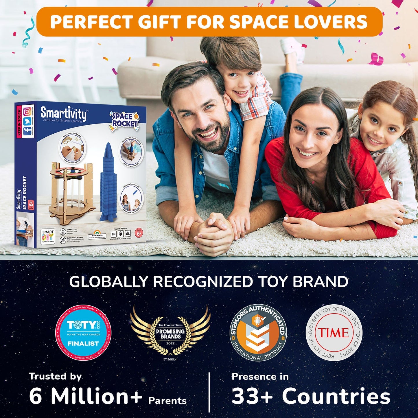 Smartivity Blast-Off Space Rocket DIY STEM Kit for Kids 6+ Educational Toy