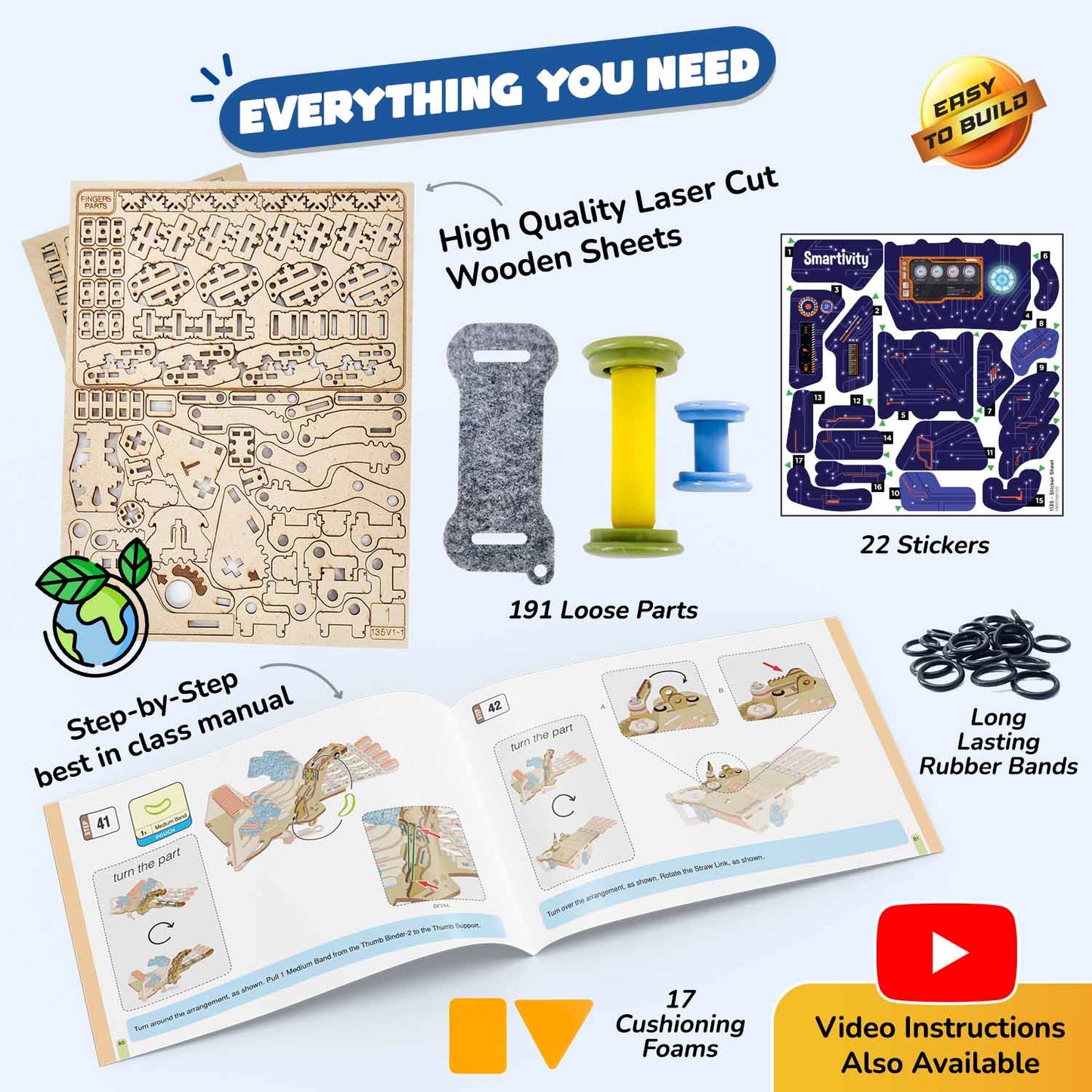Smartivity Robotic Mechanical Hand DIY STEM Kit: Build & Learn Engineering, Anatomy
