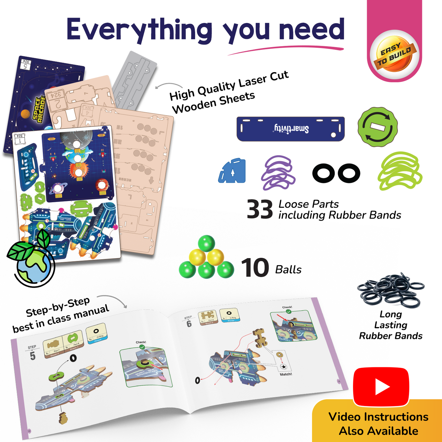 Smartivity Space Arcade STEM Construction Toy: DIY Educational Game for Kids 6-14 Years