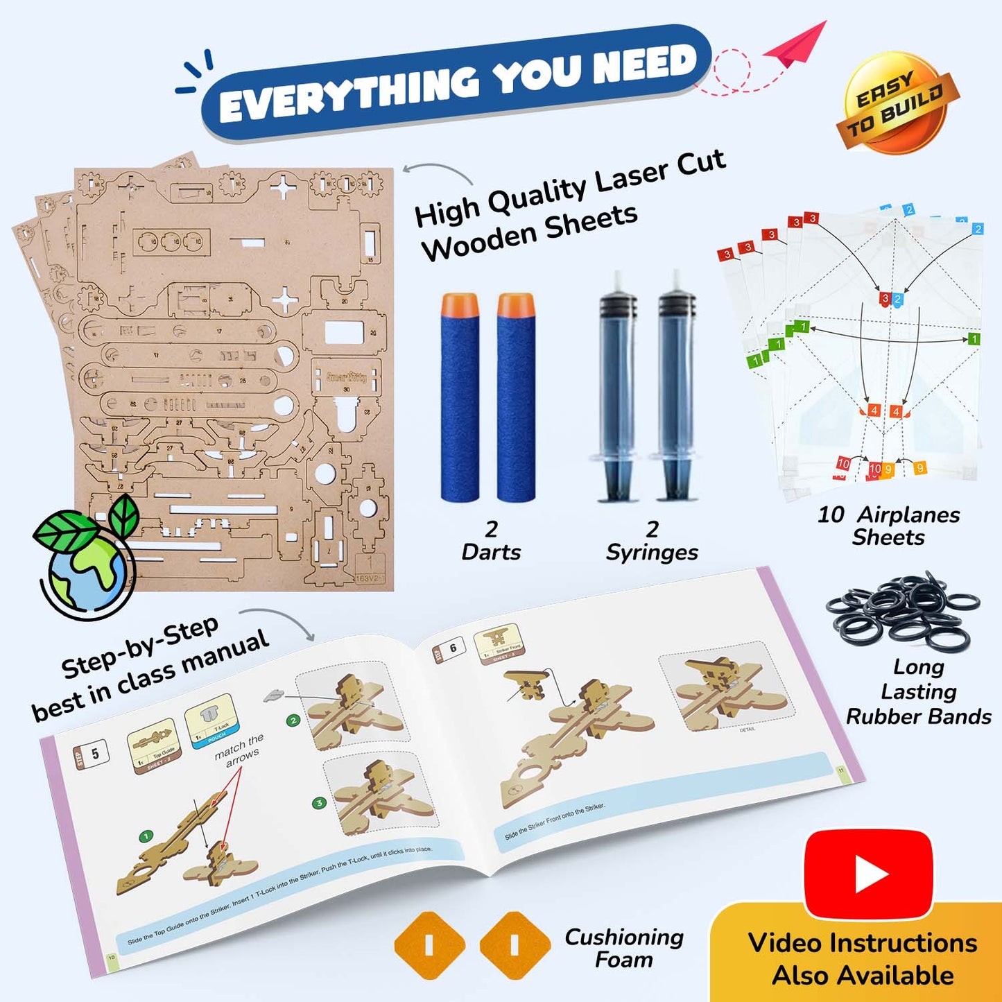 DIY Hydraulic Plane Launcher: STEM Educational Construction Toy for Kids 6-10