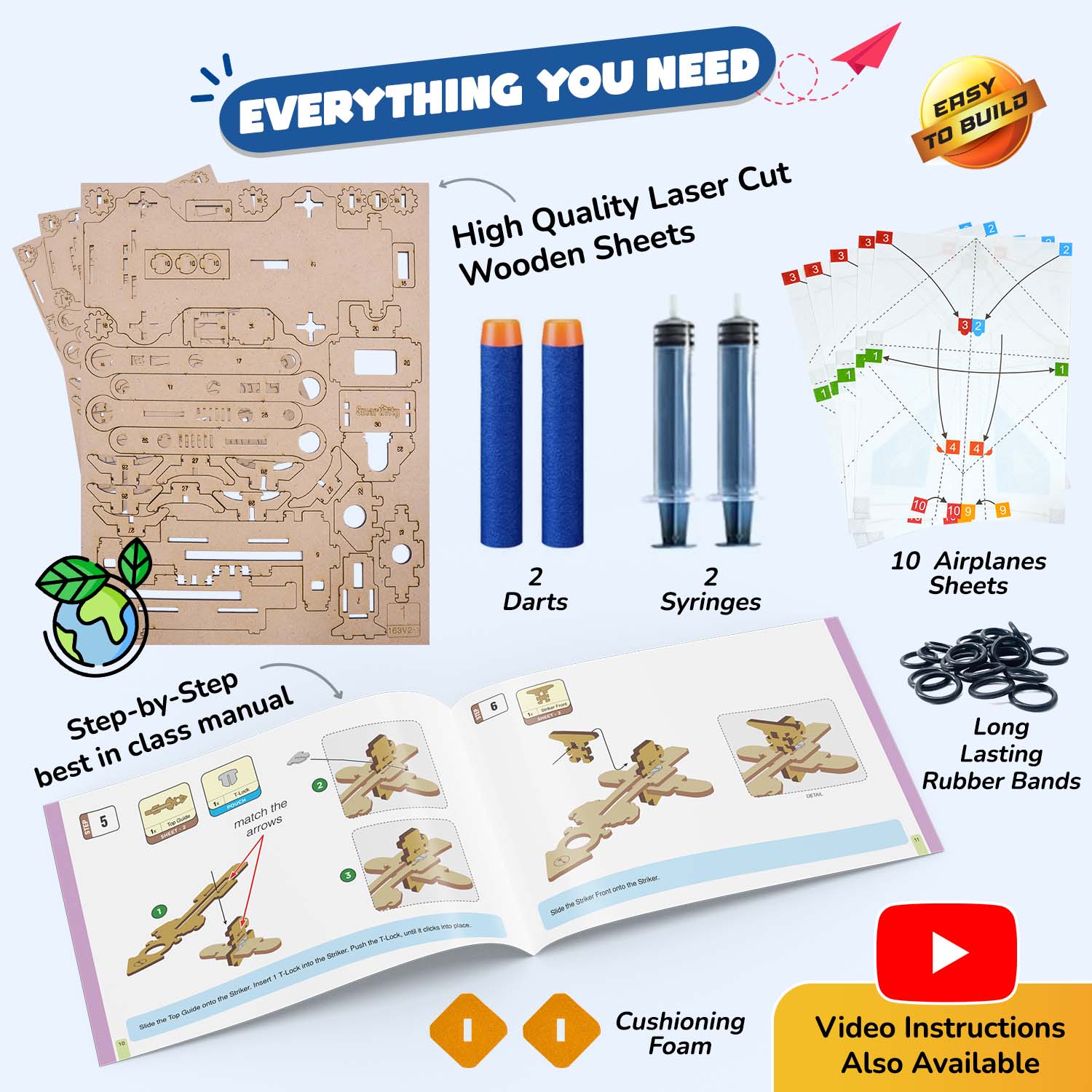 DIY Hydraulic Plane Launcher: STEM Educational Construction Toy for Kids 6-10