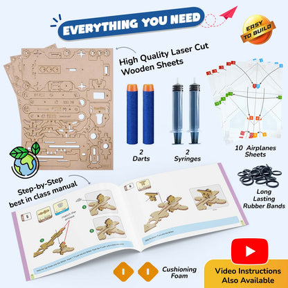 DIY Hydraulic Plane Launcher: STEM Educational Construction Toy for Kids 6-10