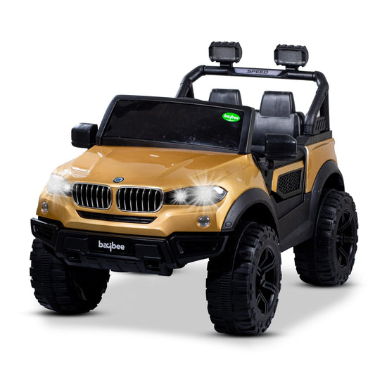 Tip Top Kids Battery Operated Jeep for Kids, Ride on Toy Kids Car with RGB Light & Music | Baby Big Electric Car Jeep | Rechargeable Battery Car for Kids to Drive 3 to 8 Years (Magento, Painted Gold)