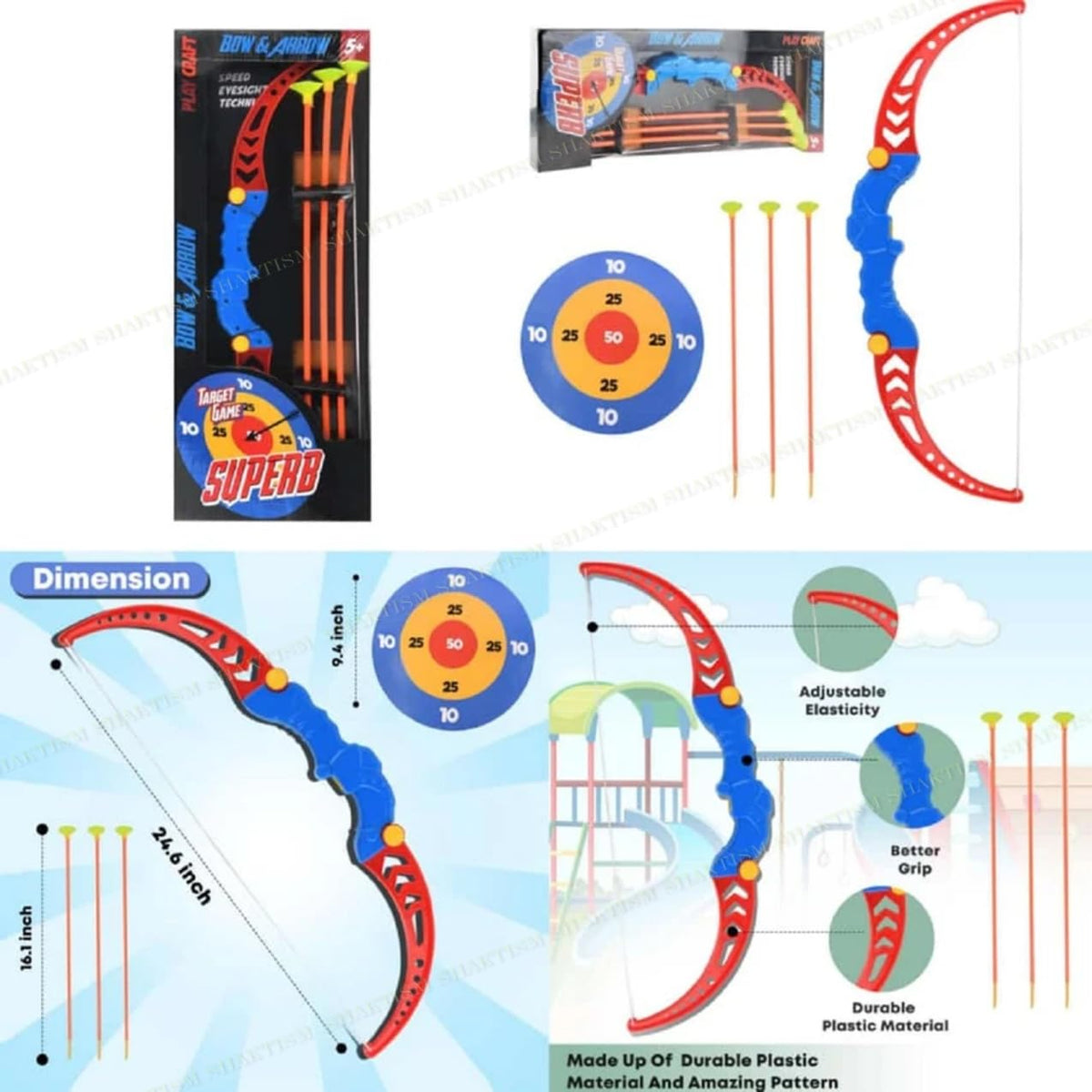 SHAKTISM Archery Set for Kids Target Board Bow and Arrow Toy