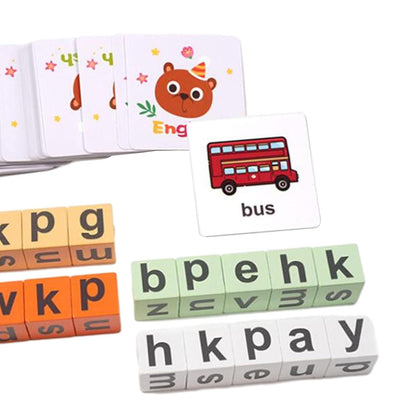 Wooden Alphabet Spelling Blocks Game for Kids - Montessori Educational Sensory Toy