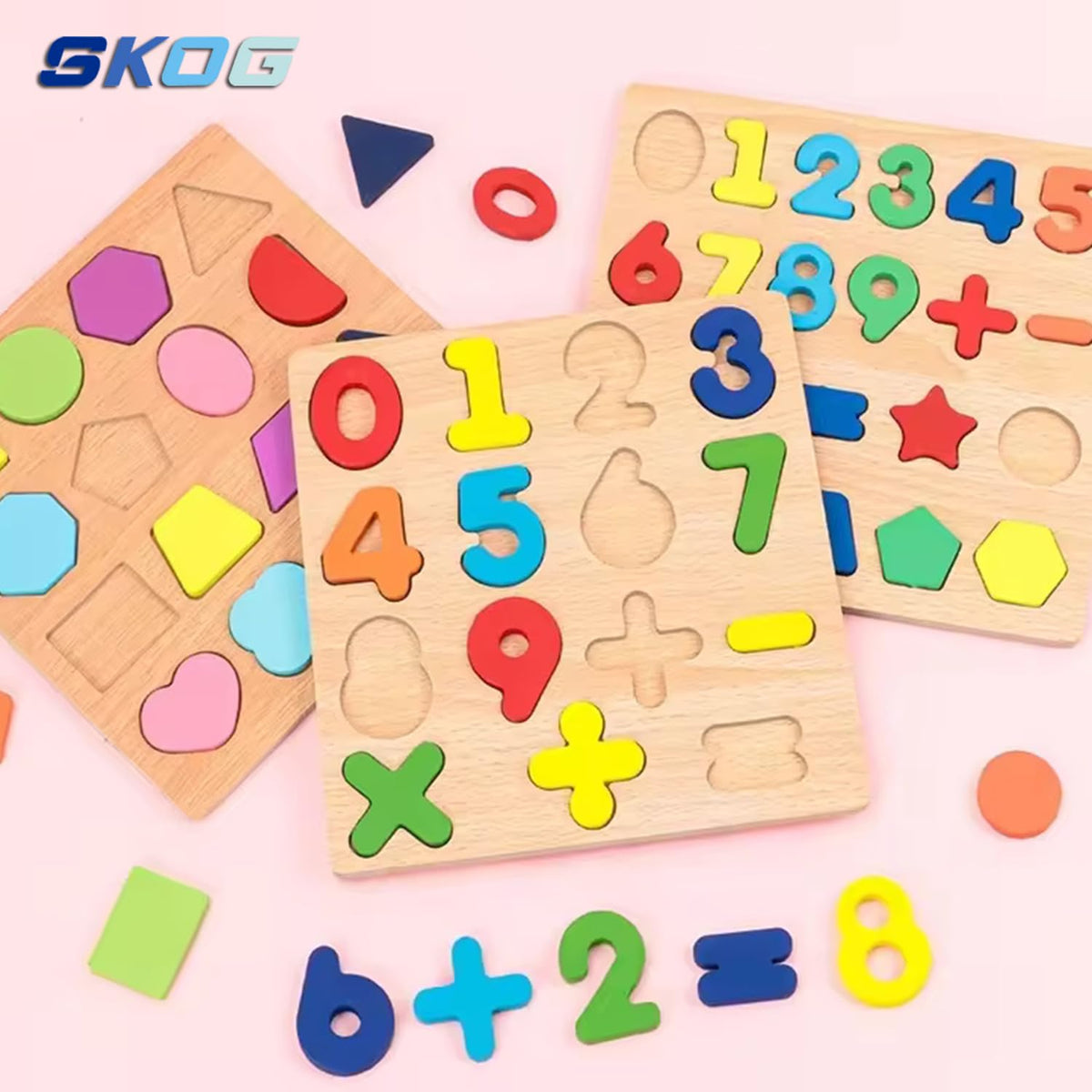 SKOG Wooden Numbers Learning Puzzle Board Kids Toy