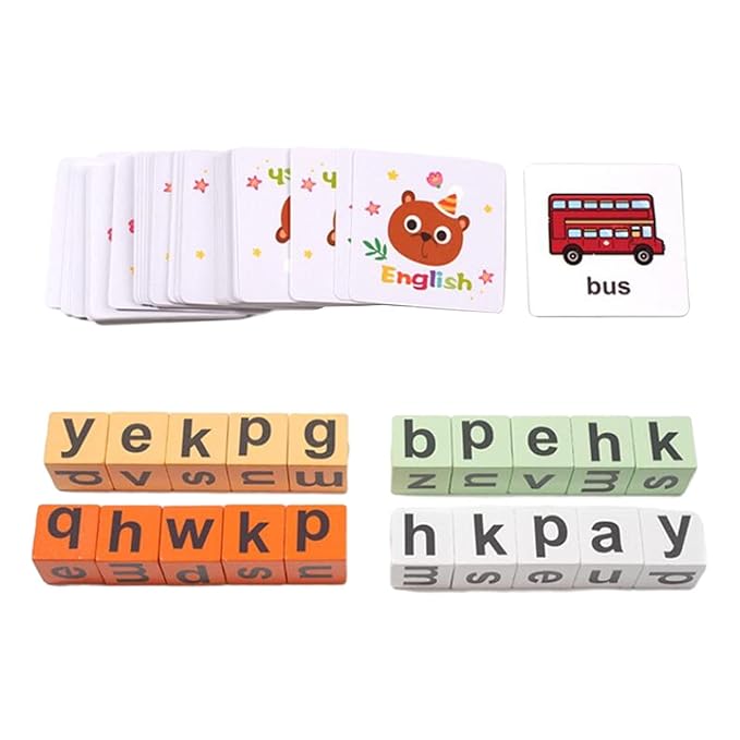 Wooden Alphabet Spelling Blocks Game for Kids - Montessori Educational Sensory Toy