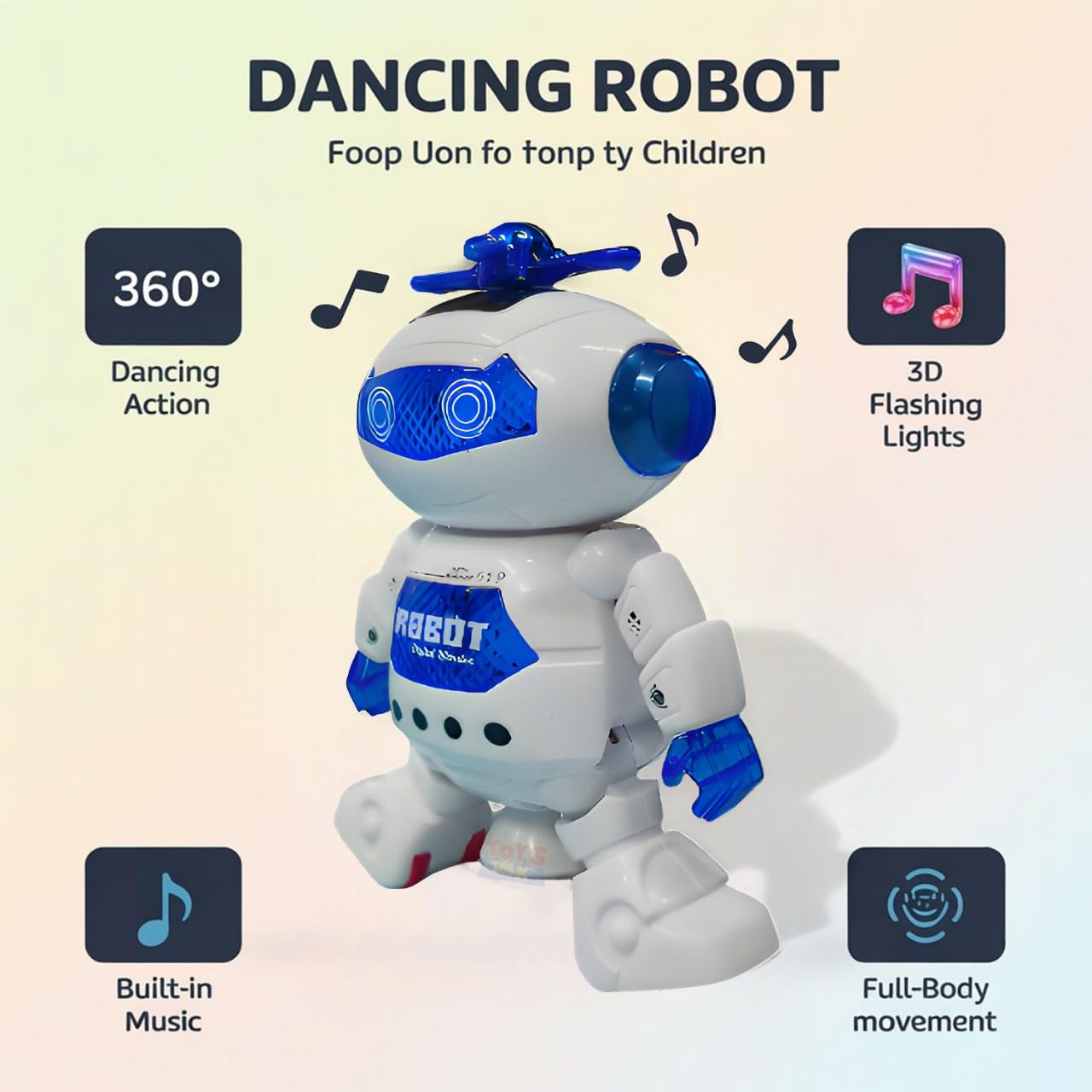Vibrant Dancing Robot Toy for Kids: 3D Lights, Music, Spinning Fun