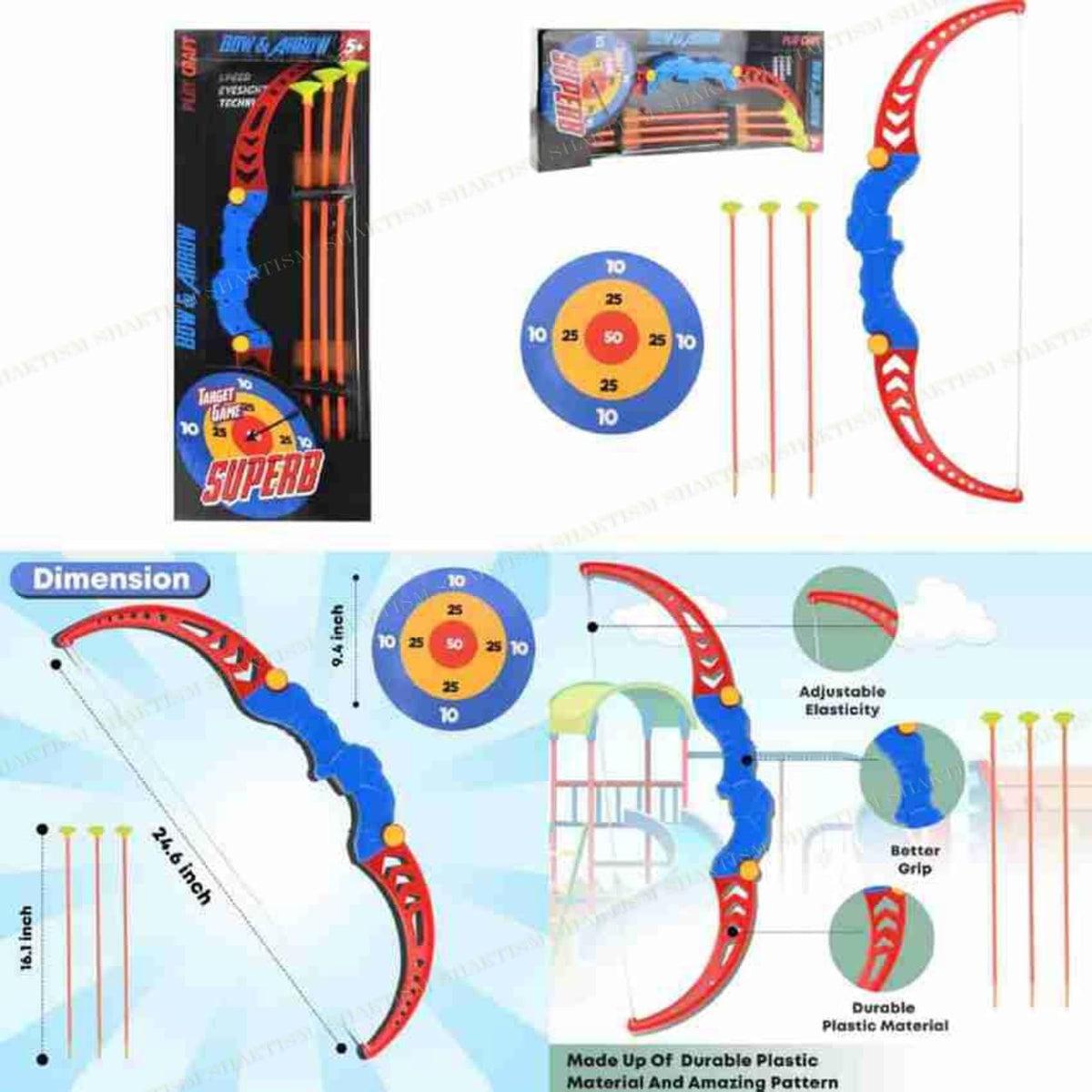 SHAKTISM Archery Set for Kids Target Board Bow and Arrow Toy