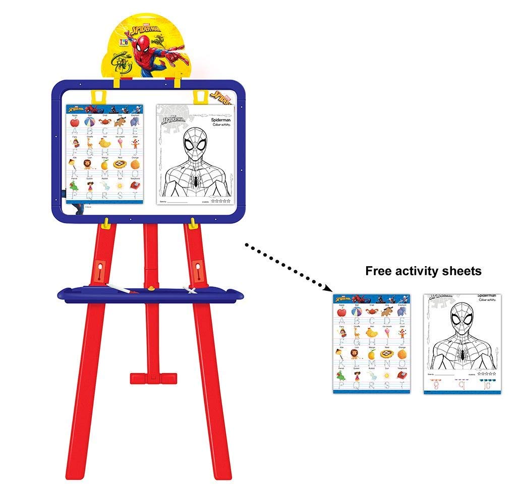 Kidivo Plastic Adjustable Height Magnetic 8 in 1 Double Sided Easel Board