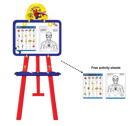Kidivo Plastic Adjustable Height Magnetic 8 in 1 Double Sided Easel Board