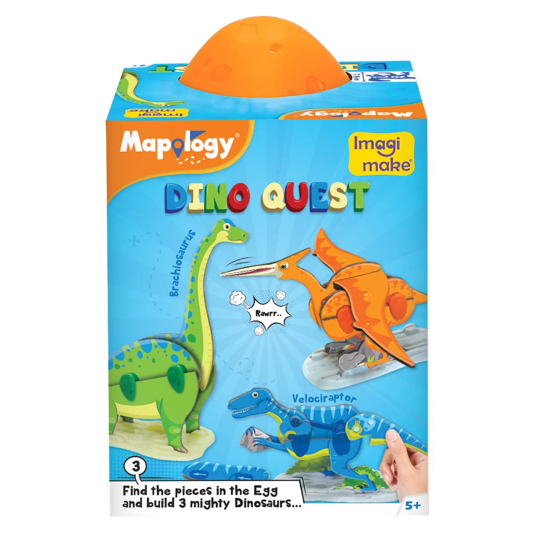 Imagimake Dino Quest 3D Puzzle: Surprise Egg Dinosaur Toy for Kids 5+ (37 pcs)