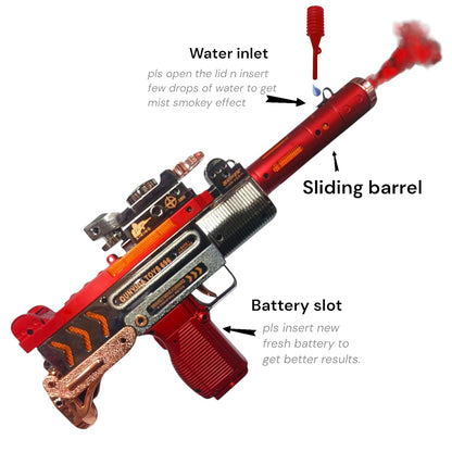 Musical Smoke Snipper Gun with Moving Top Loader, Smoke Telescopic Barrel, and Vibration Effect