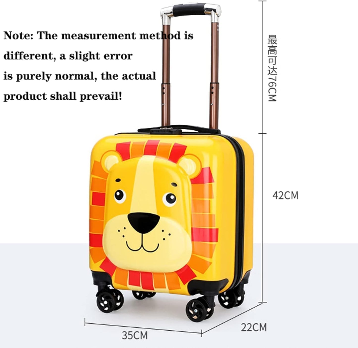 Shamax Kids' Hard Shell Animal Print Luggage: Spinner Wheels, Adjustable Handle Travel