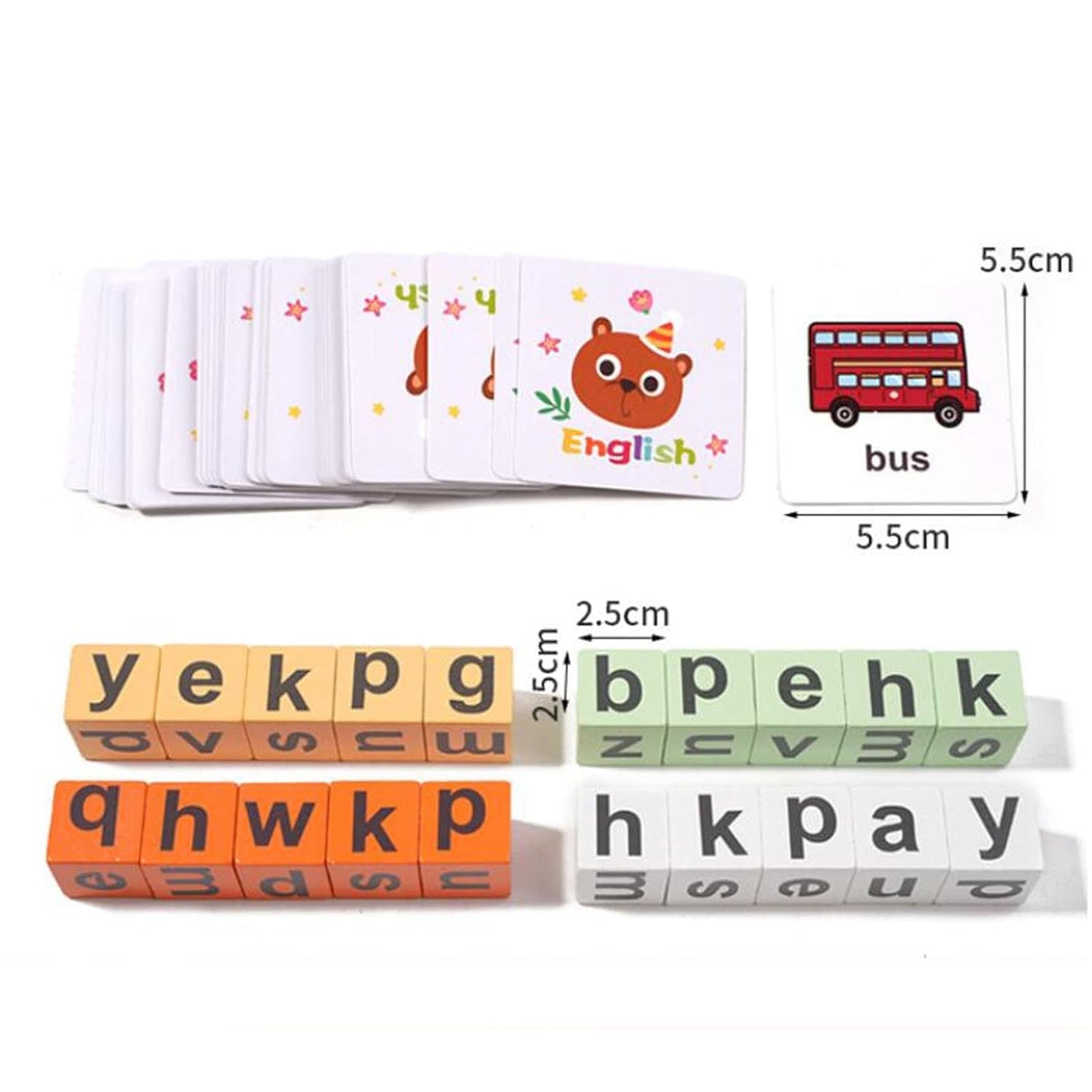 Wooden Alphabet Spelling Blocks Game for Kids - Montessori Educational Sensory Toy