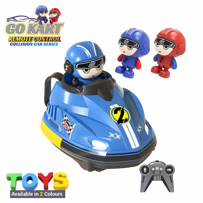 TIPTOP Go Kart Remote Control Cars for Kids – 2 Player RC Ejecting Bumper Cars (2-Pack) | Cartoon Vehicles with Lights & Music, Fast/Slow Speeds, USB Charging