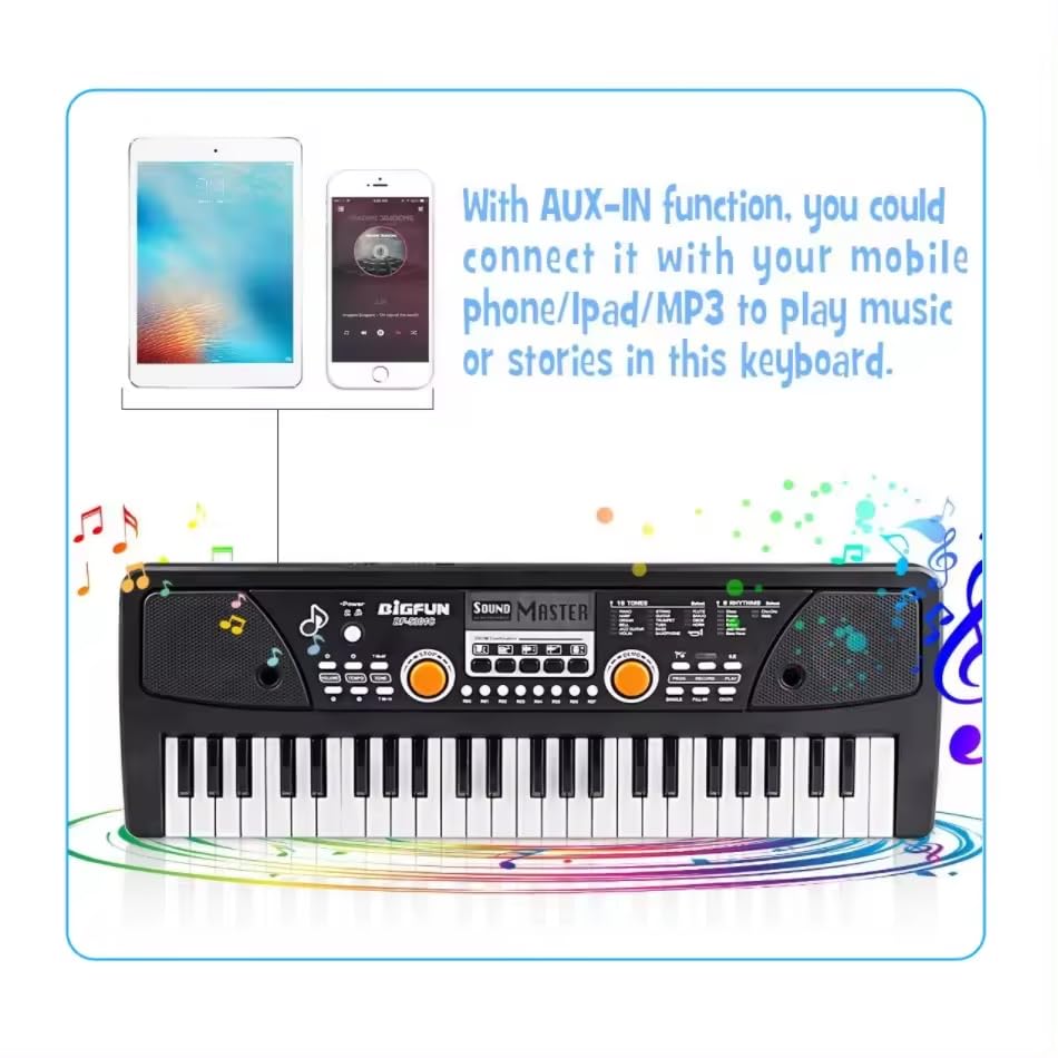 URBAN TOYS 49 Keys Piano Keyboard Electronic Organ with Microphone